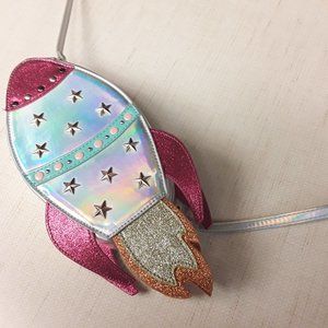 Pink rocket space ship purse crossbody